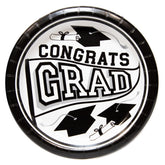 White Congrats Grad 8 1/2" Plates